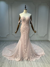 Ostty Blush Off-Shoulder Glitter Lace Wedding Dress OST-RP012-25 (Wholesale)